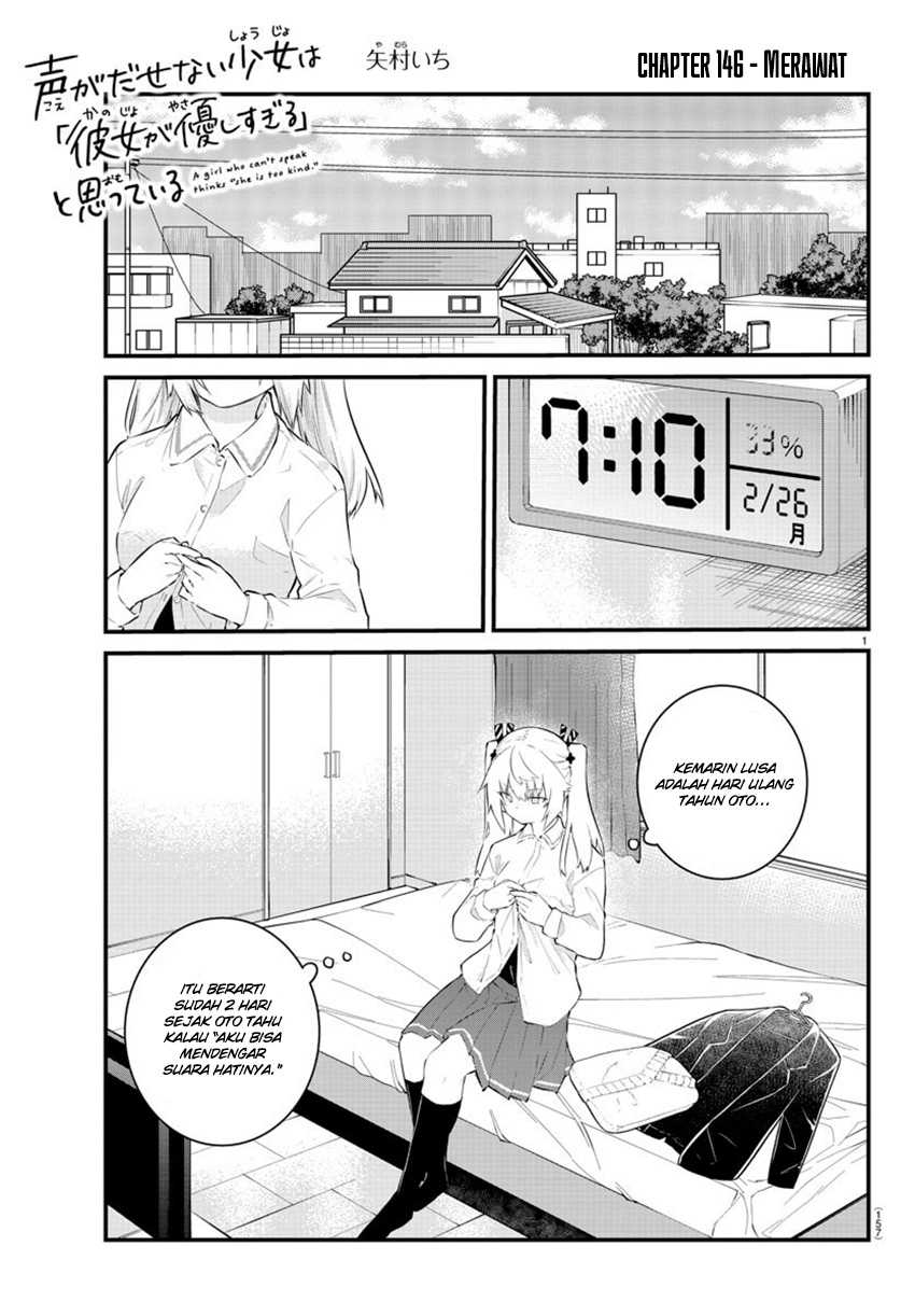 Koe ga Dasenai Shoujo wa "Kanojo ga Yasashisugiru" to Omotteiru Chapter 146 - halaman 4