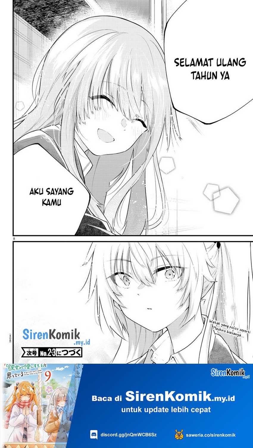 Koe ga Dasenai Shoujo wa "Kanojo ga Yasashisugiru" to Omotteiru Chapter 185 - halaman 9