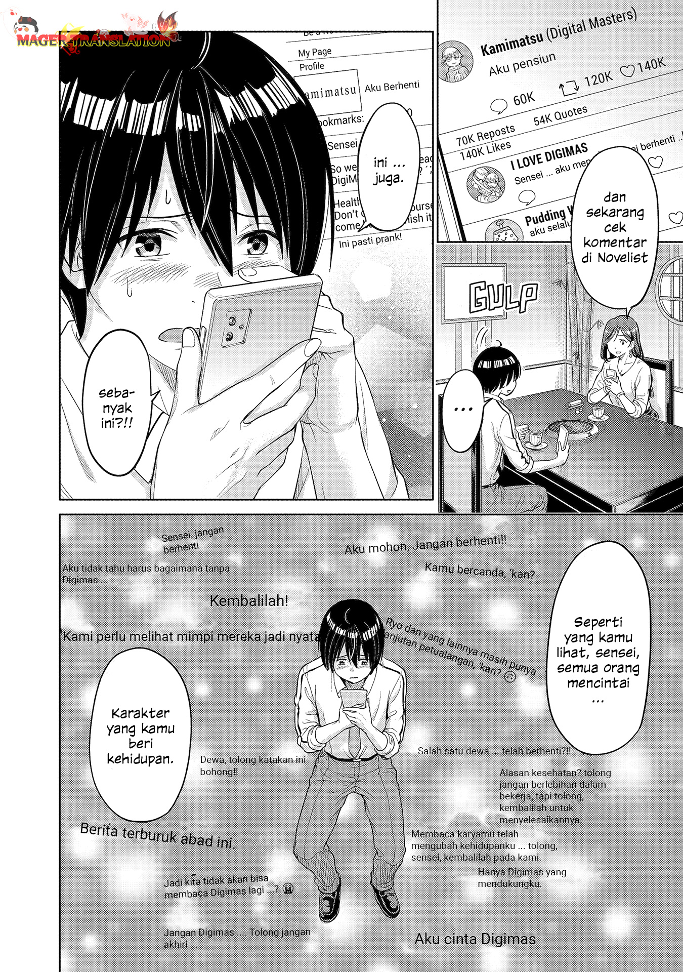 Koukousei Web Sakka no Mote Seikatsu "Anta ga Kami Sakka na Wakenai desho" to Boku wo Futta Osananajimi ga Koukai shiteru kedo Mou Osoi Chapter 1.2 - halaman 22