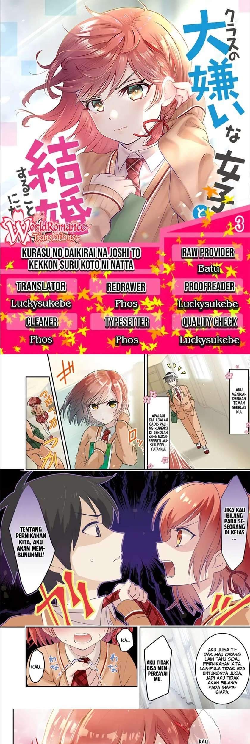 Kurasu no Daikirai na Joshi to Kekkon Suru Koto ni Natta Chapter 3 - halaman 1