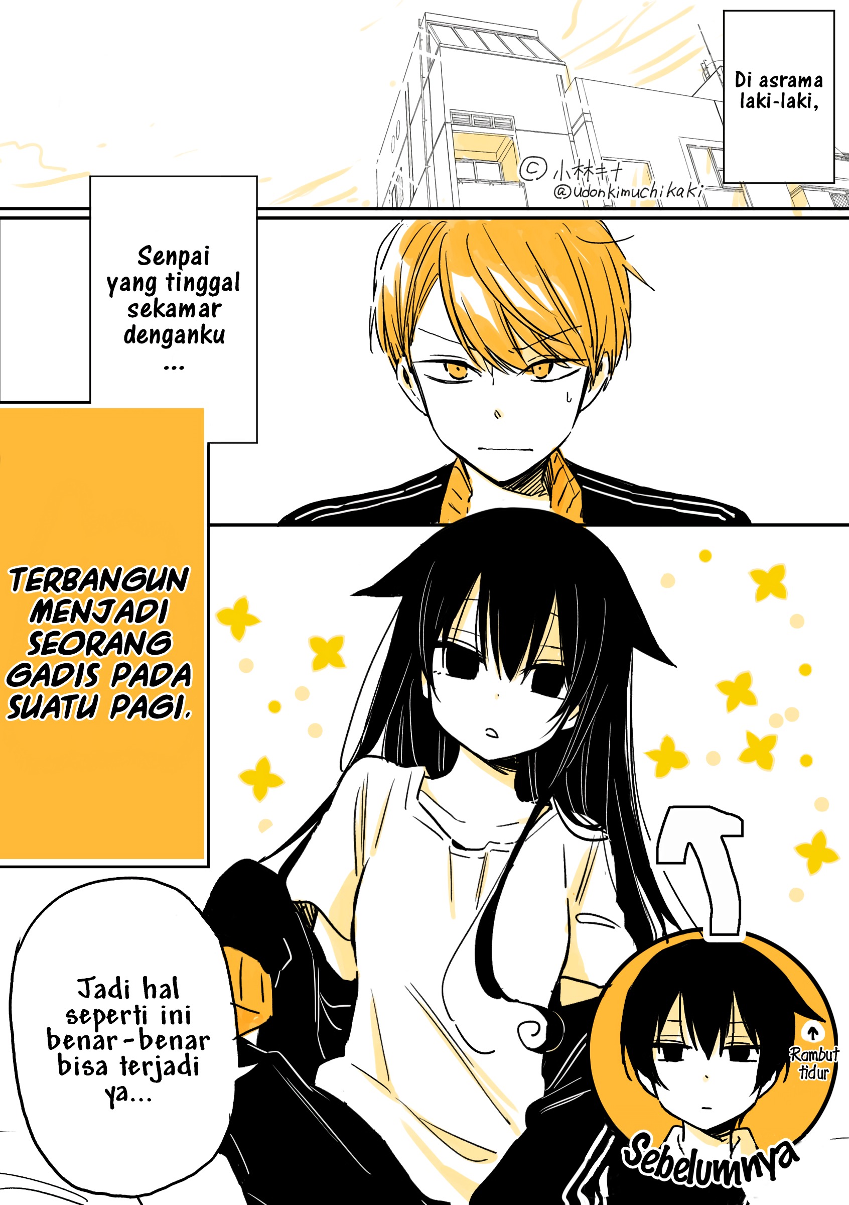 Mendokusagari Danshi Koukousei ga Asa Okitara Onnanoko ni Natteita Hanashi (Pre-Serialization) Chapter 1 - halaman 2