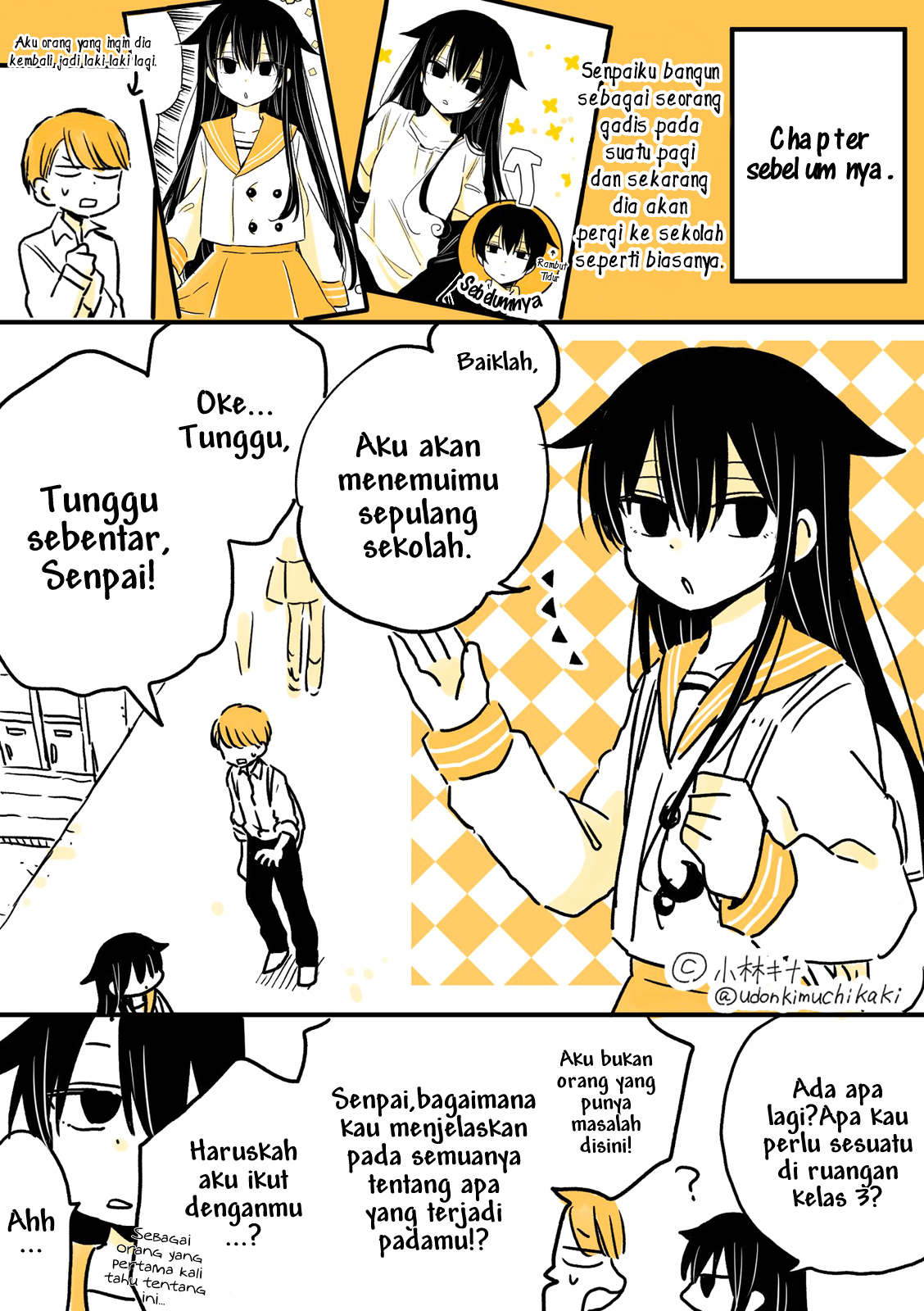 Mendokusagari Danshi Koukousei ga Asa Okitara Onnanoko ni Natteita Hanashi (Pre-Serialization) Chapter 3 - halaman 2