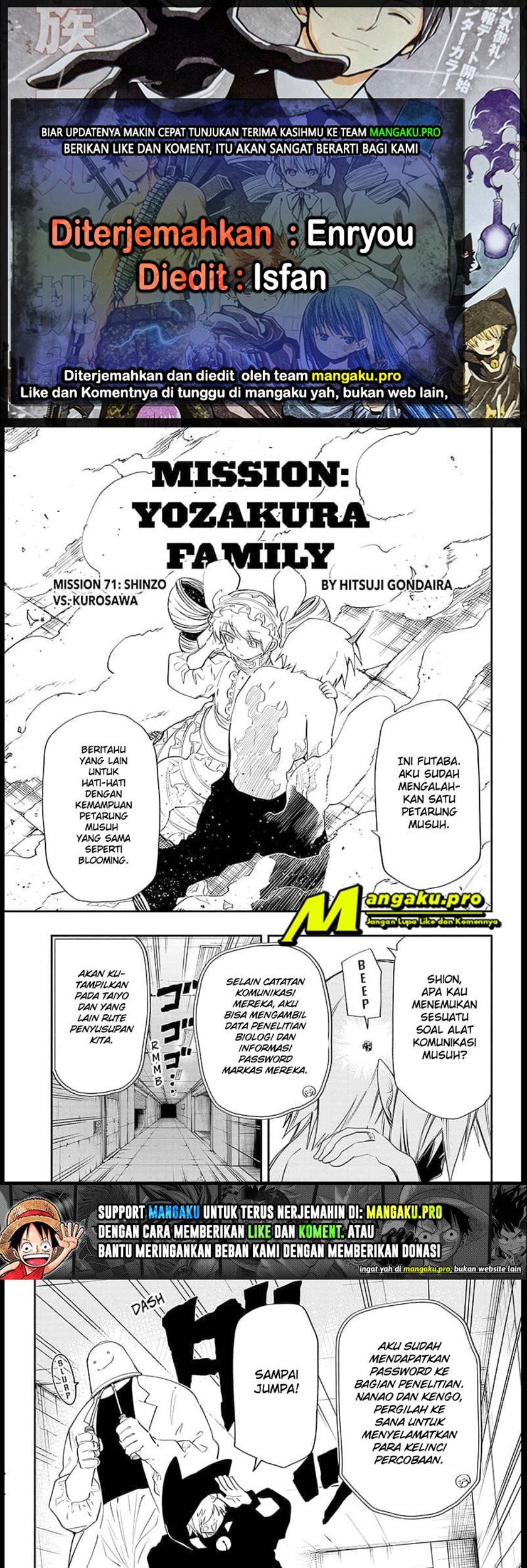 Mission: Yozakura Family Chapter 71 - halaman 1