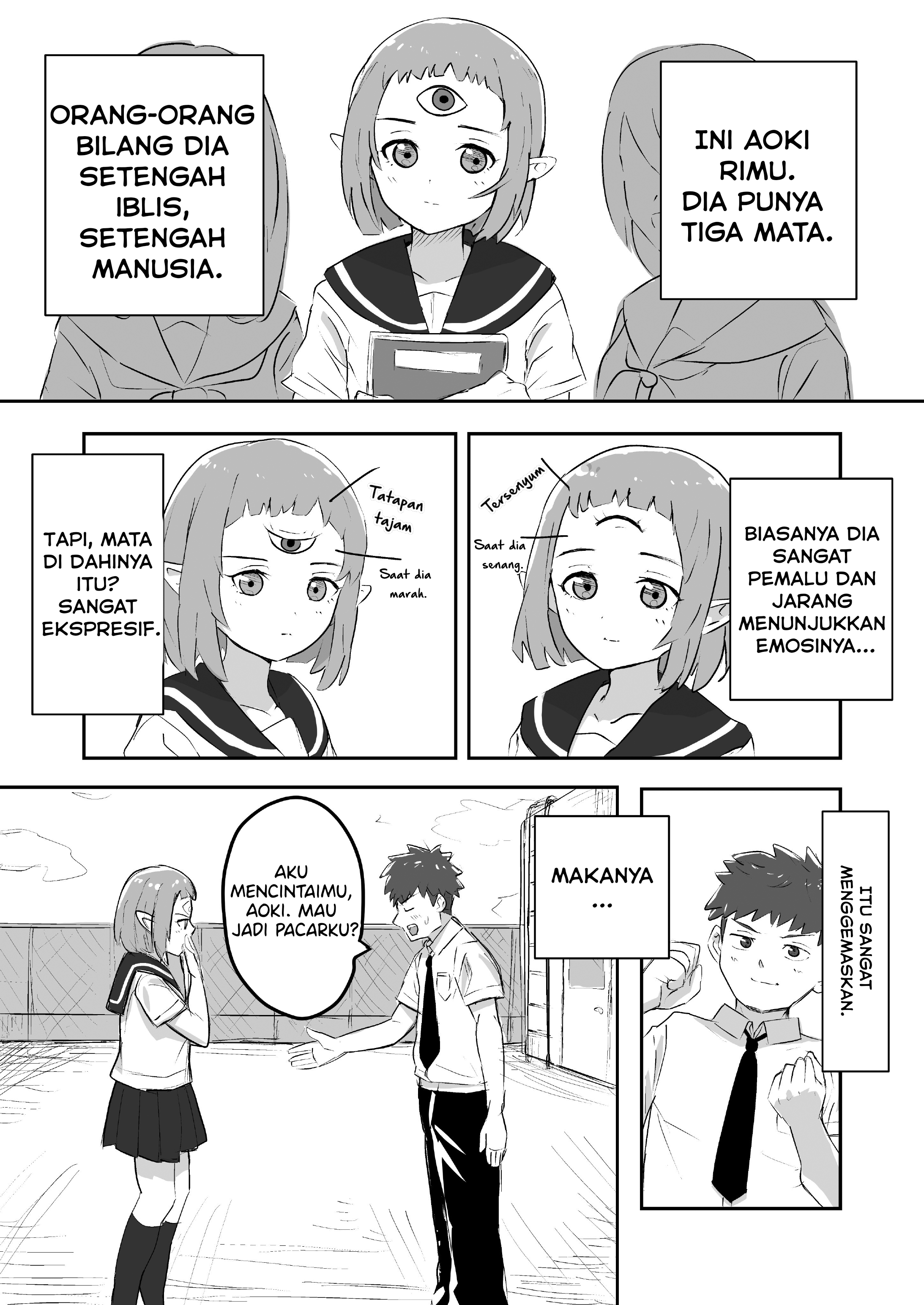 Mitsume no Onna no Ko ni Kokuhaku Suru Hanashi Chapter 0 - halaman 1