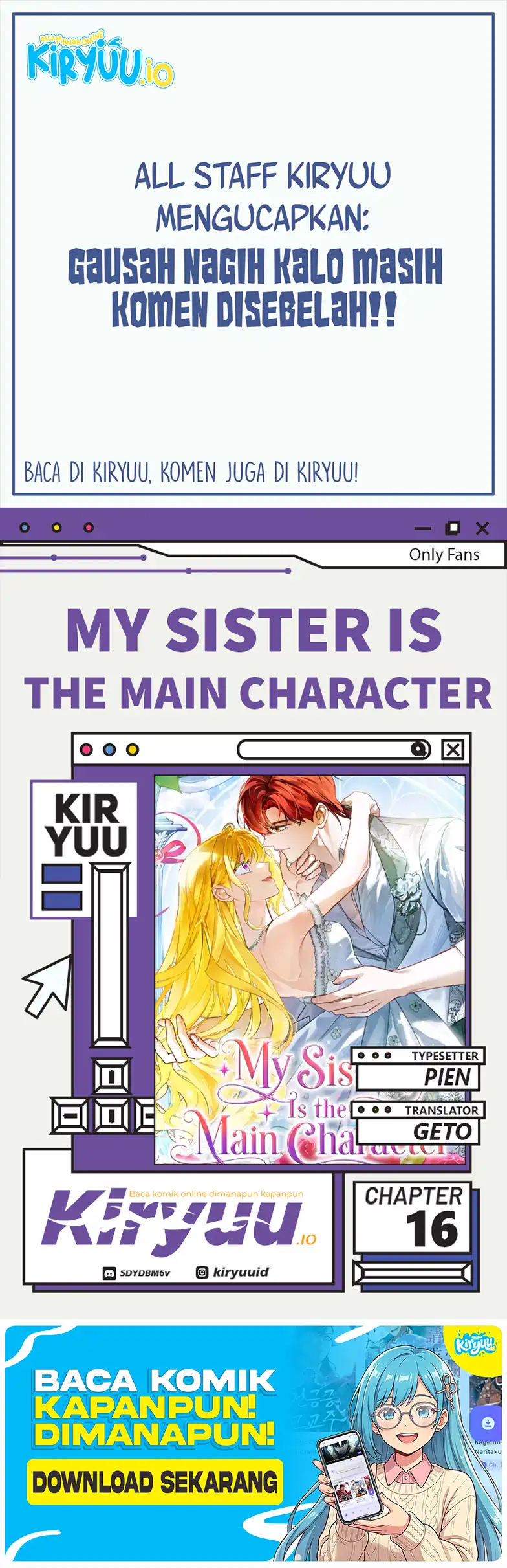 My Sister Is the Main Character Chapter 16 - halaman 1