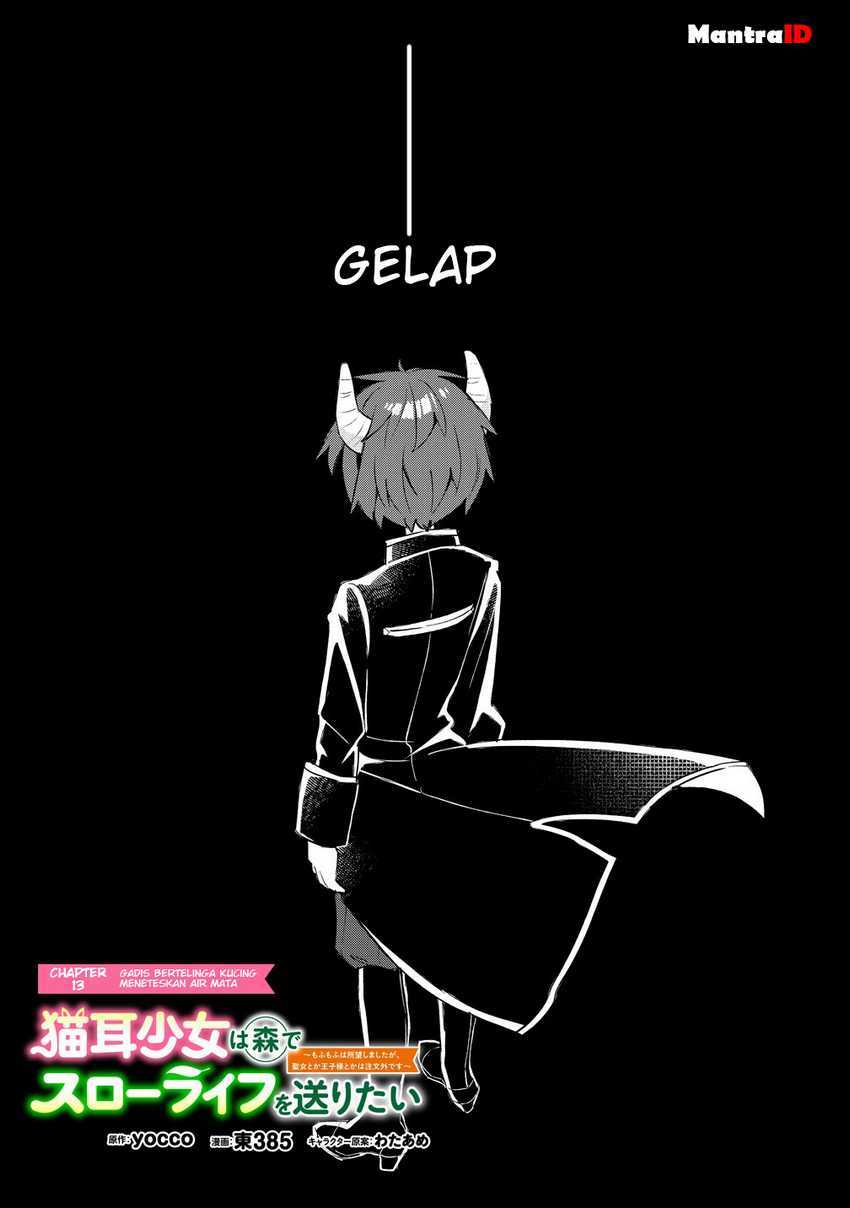 Nekomimi Shoujo wa Mori de Slow Life wo Okuritai: Mofumofu wa Shomou shimashita ga, Seijo toka Oujisama toka wa Chuumongai desu Chapter 13.1 - halaman 1