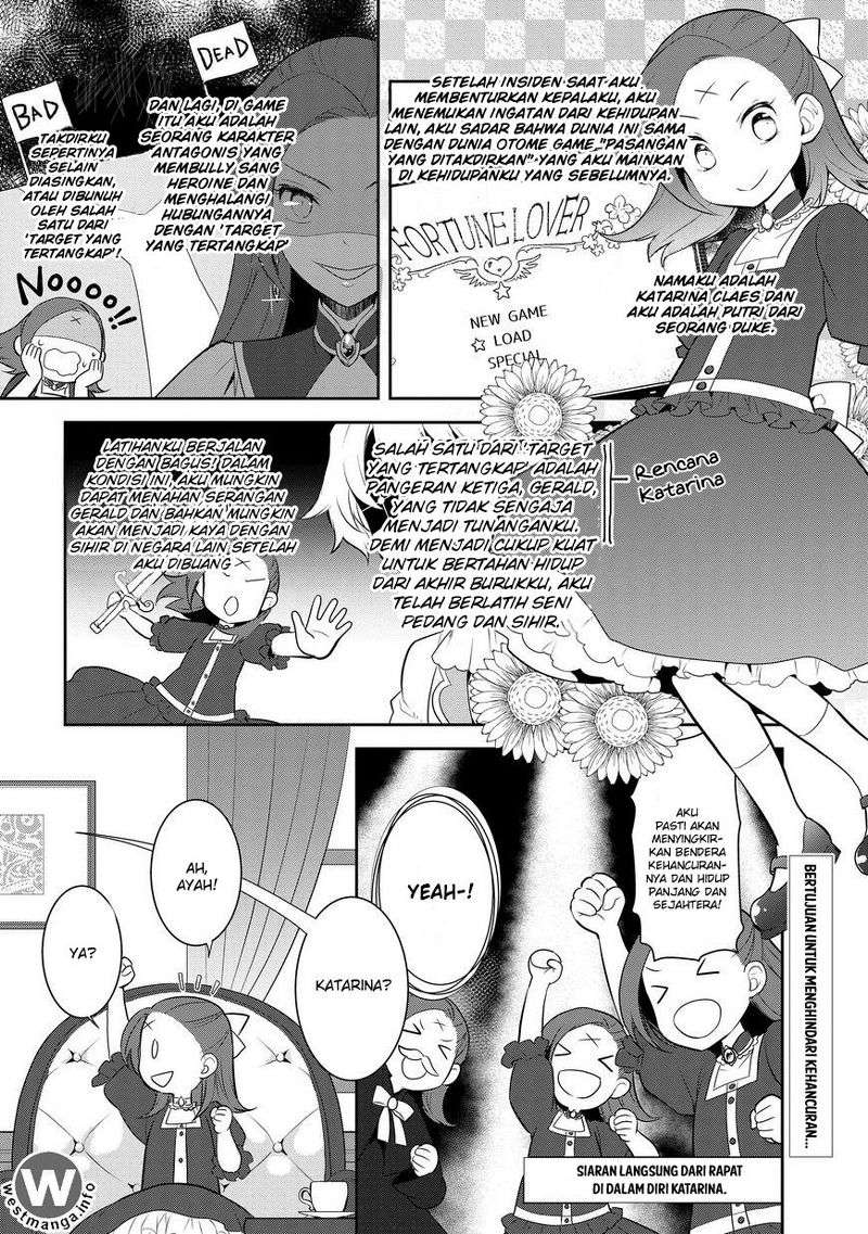 Otome Game no Hametsu Flag shika Nai Akuyaku Reijou ni Tensei shiteshimatta... Chapter 2 - halaman 1