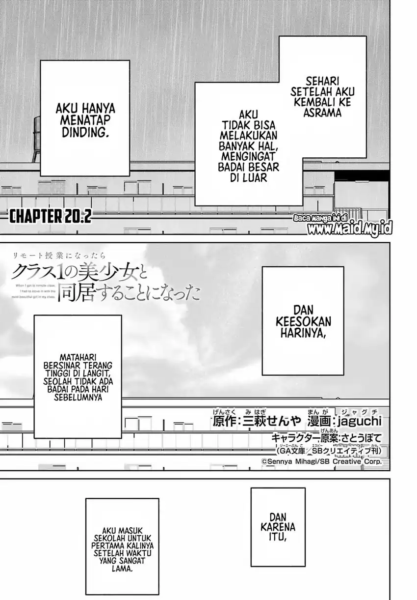 Remote Jugyou ni Nattara Class 1 no Bishoujo to Doukyo suru Koto ni Natta Chapter 20.2 - halaman 3
