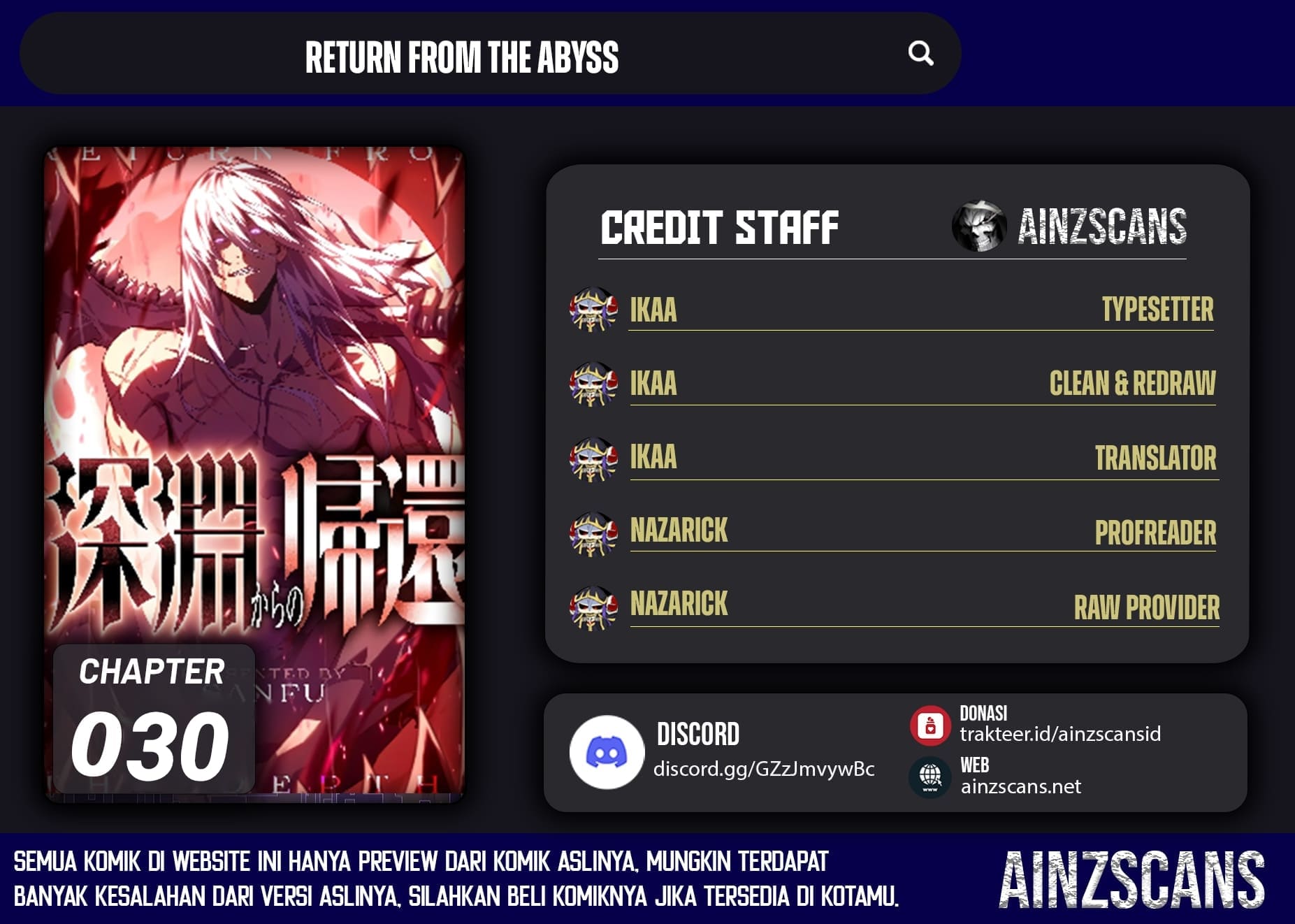 Return From The Abyss Chapter 30 - halaman 1