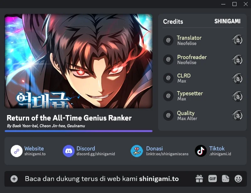 Return Of The All-Time Genius Ranker Chapter 35 - halaman 1