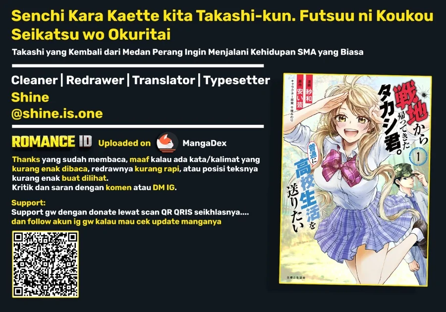 Senchi kara Kaettekita Takashi-kun. Futsuu ni Koukou Seikatsu wo Okuritai Chapter 2 - halaman 32