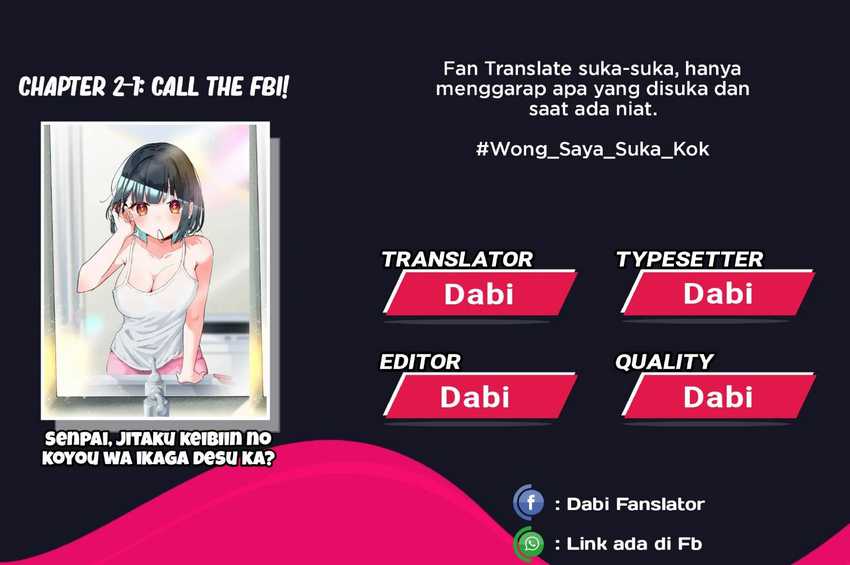 Senpai, Jitaku Keibiin no Koyou wa Ikaga desu ka? Chapter 2.1 - halaman 1