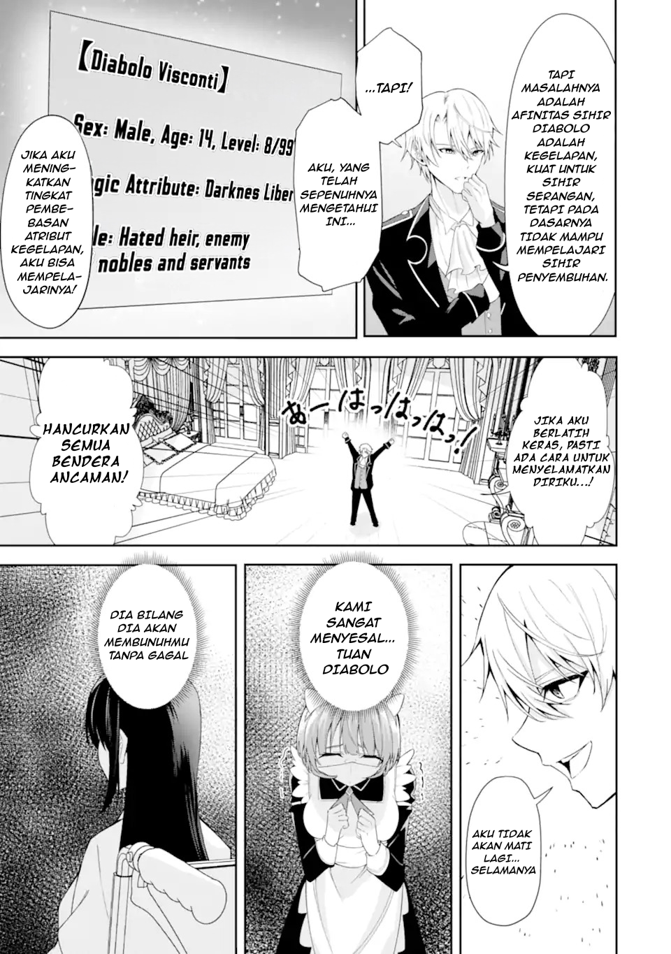 Shokei Flag no Akuyaku Kizoku ni Tensei shita ga, Shinitakunai node Yami Mahou wo Kiwamete Heroine-tachi wo Sukuimasu Chapter 1.1 - halaman 24