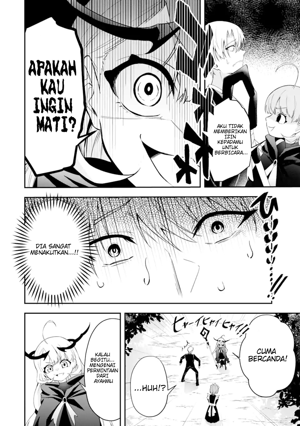 Shokei Flag no Akuyaku Kizoku ni Tensei shita ga, Shinitakunai node Yami Mahou wo Kiwamete Heroine-tachi wo Sukuimasu Chapter 1.2 - halaman 14