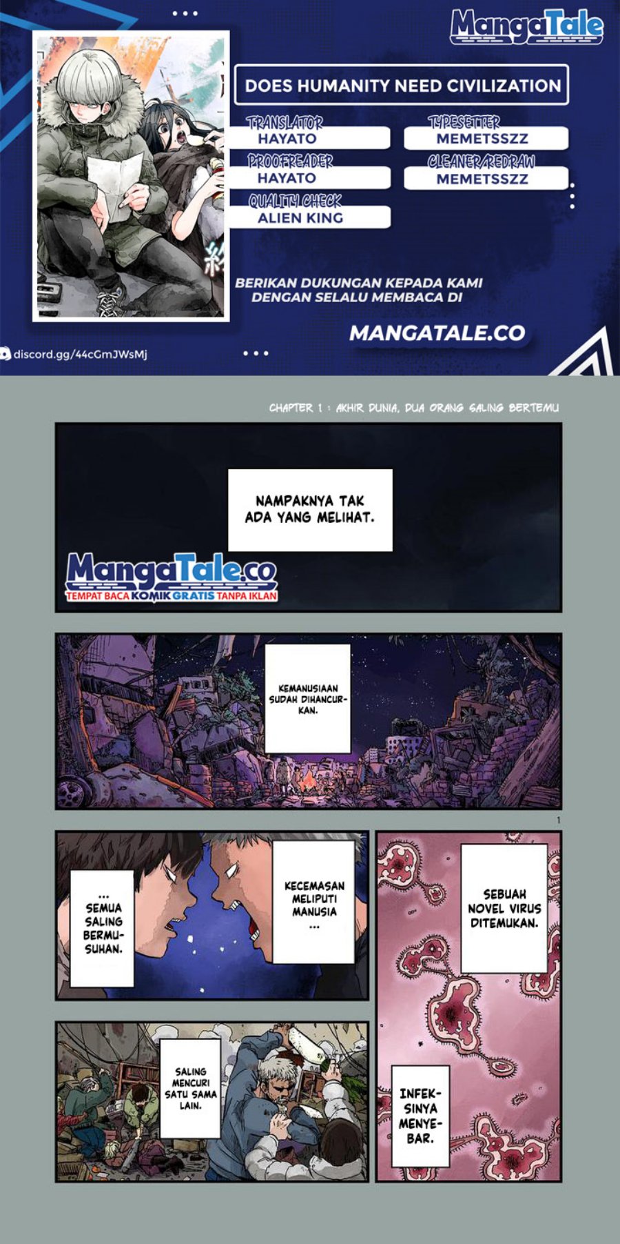 Shuumatsu no Jinrui ni Bunmei wa Hitsuyou desu ka? Chapter 1 - halaman 1