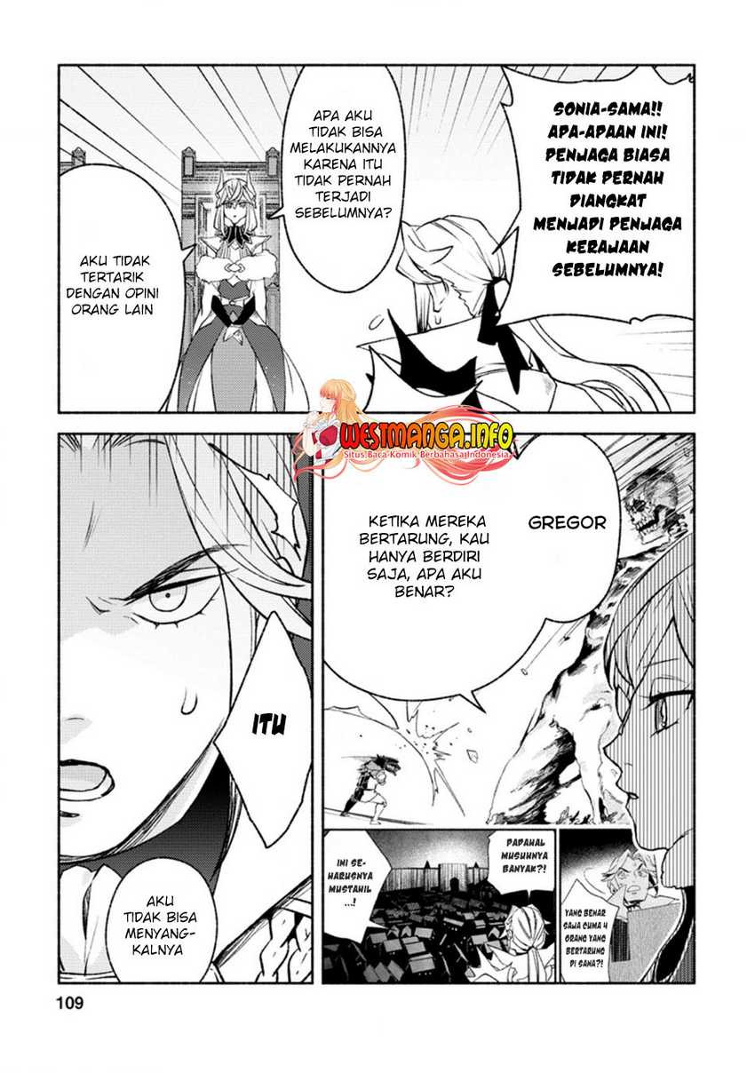 Sono Monban, Saikyou ni Tsuki: Tsuihou sareta Bougyoryoku 9999 no Senshi, Outo no Monban toshite Musou suru Chapter 14.2 - halaman 9