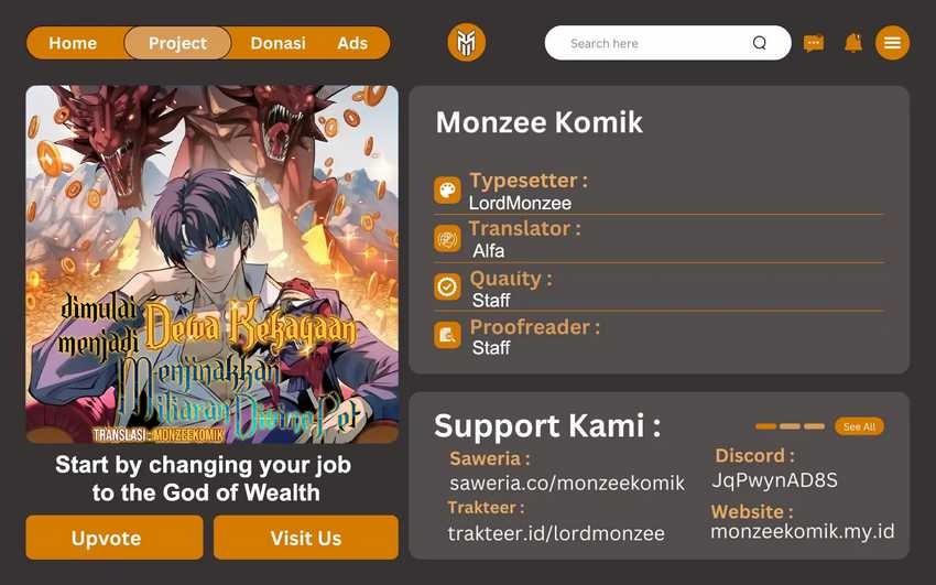Start by changing your job to the God of Wealth and taming billions of divine pets! Chapter 18 - halaman 1