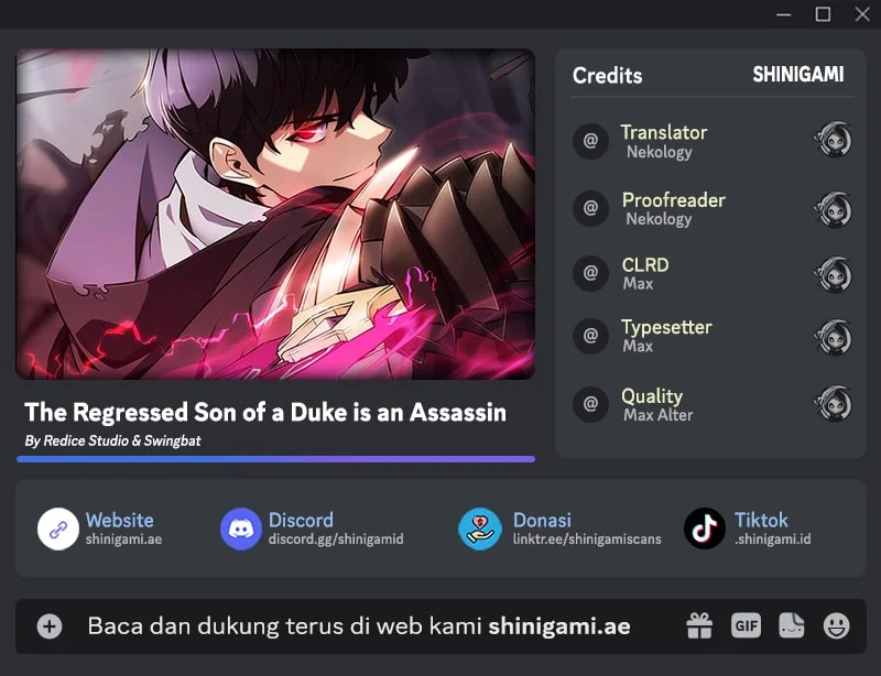 The Regressed Son Of A Duke Is An Assassin Chapter 111 - halaman 1
