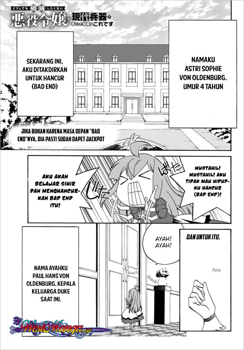 The Villainess Will Crush Her Destruction End Through Modern Firepower Chapter 2 - halaman 1