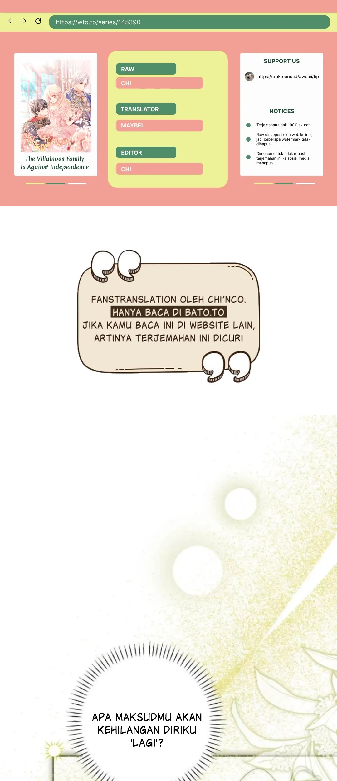 The Villainous Family is Against Independence Chapter 38 - halaman 1