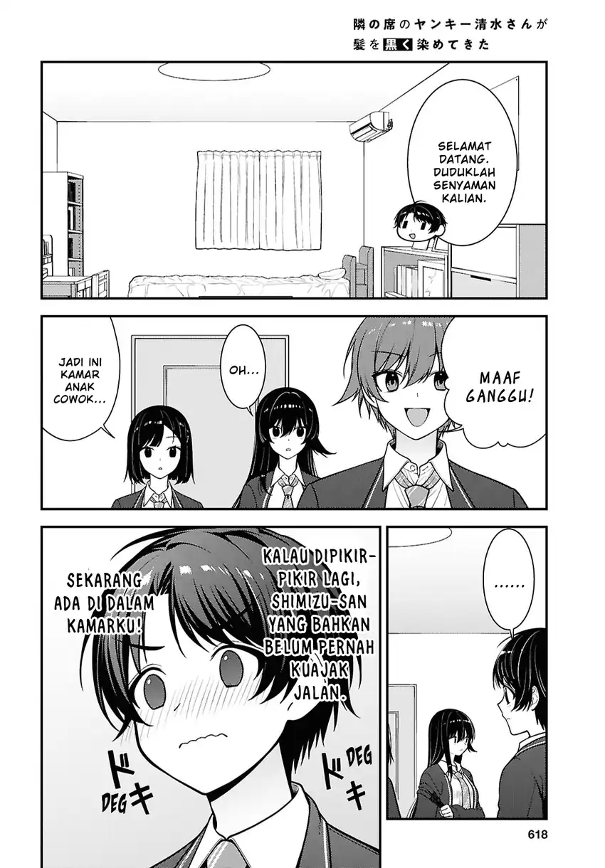 Tonari no Seki no Yankee Shimizu-san ga Kami o Kuroku Sometekita Chapter 19 - halaman 6