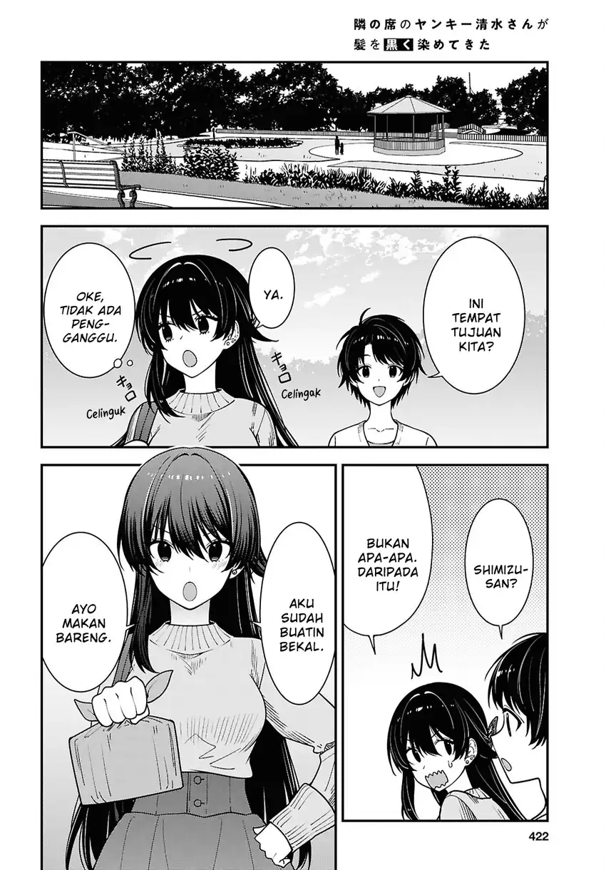 Tonari no Seki no Yankee Shimizu-san ga Kami o Kuroku Sometekita Chapter 21 - halaman 8