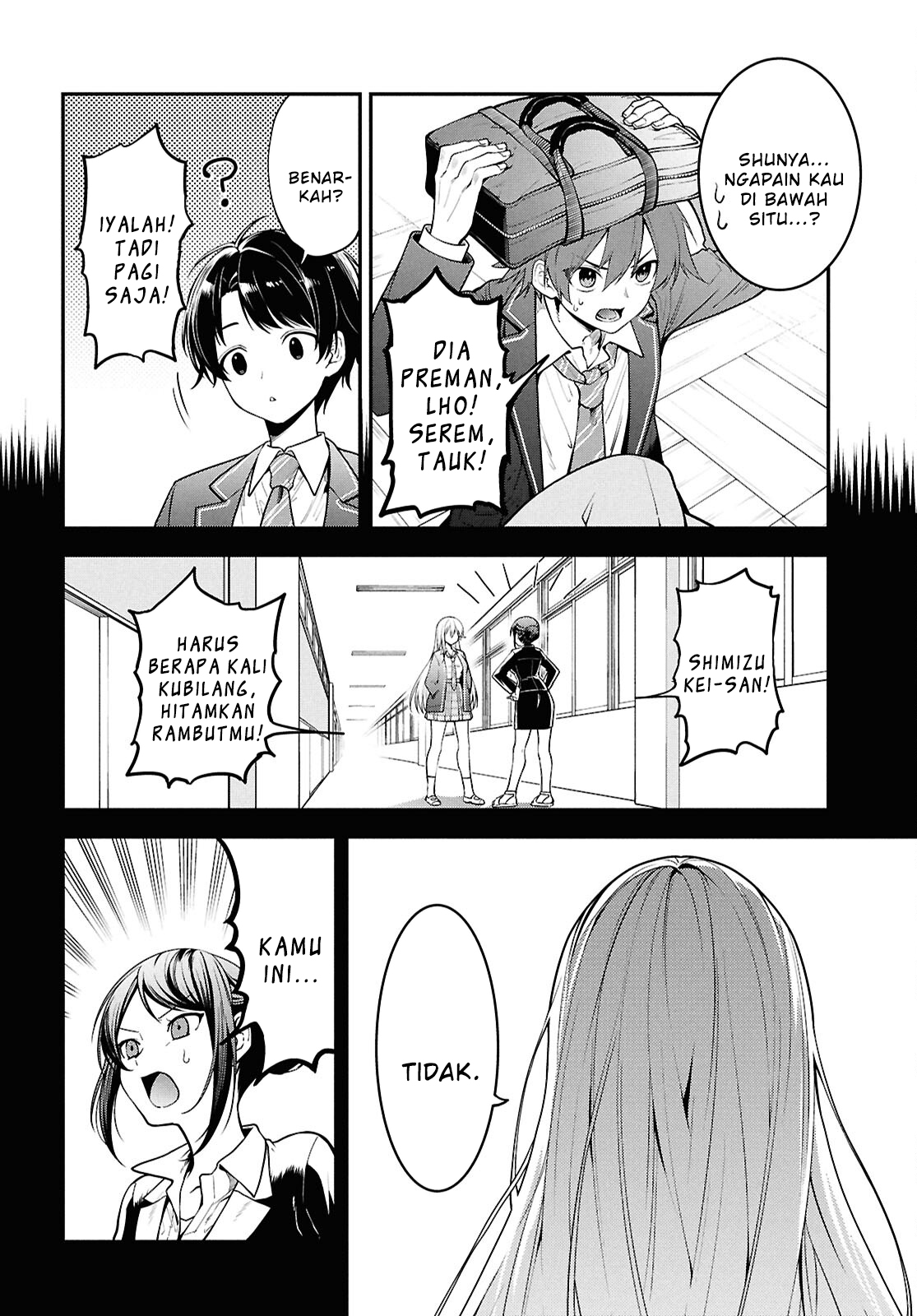 Tonari no Seki no Yankee Shimizu-san ga Kami wo Kuroku Sometekita Chapter 1 - halaman 4