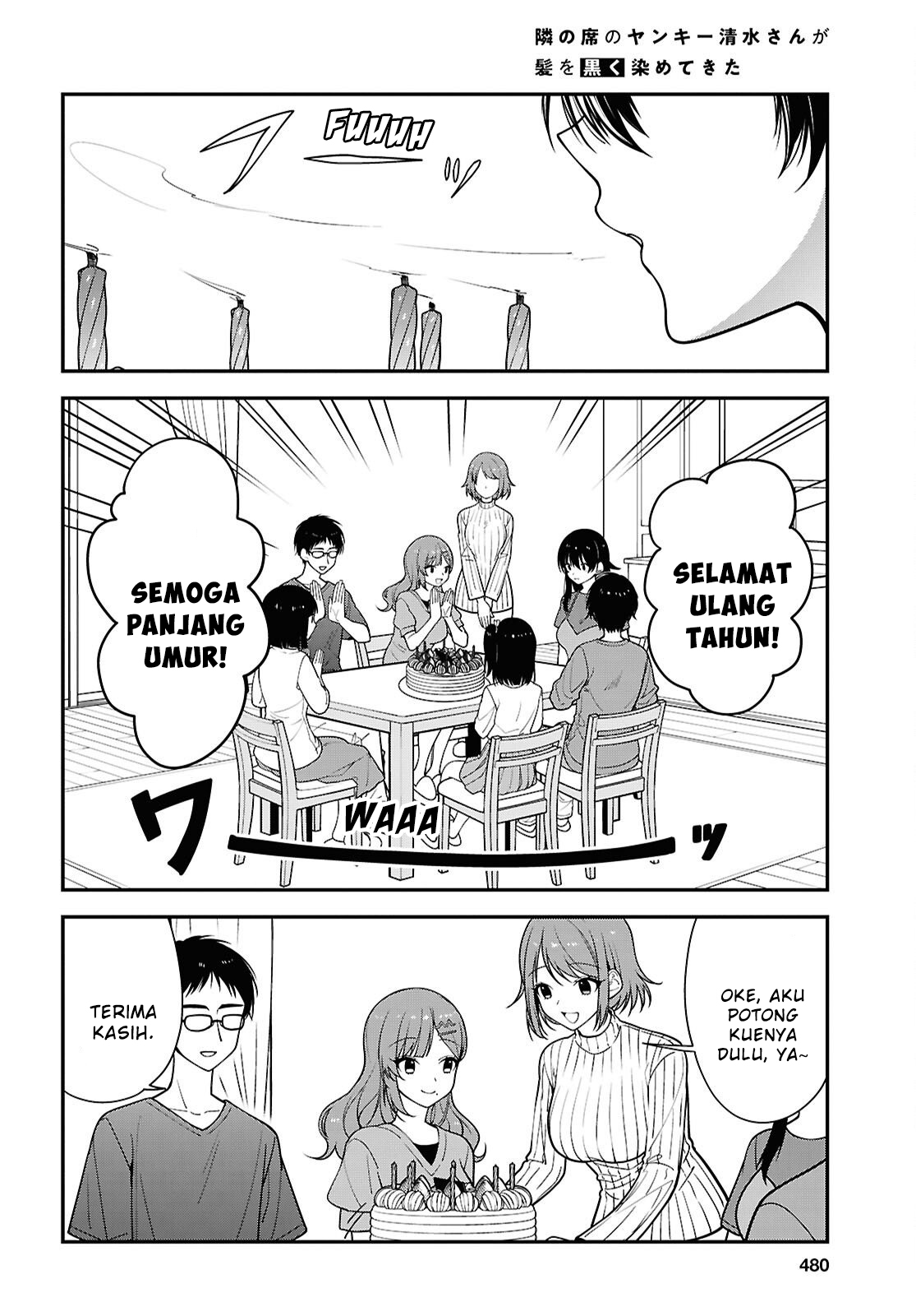 Tonari no Seki no Yankee Shimizu-san ga Kami wo Kuroku Sometekita Chapter 18 - halaman 6