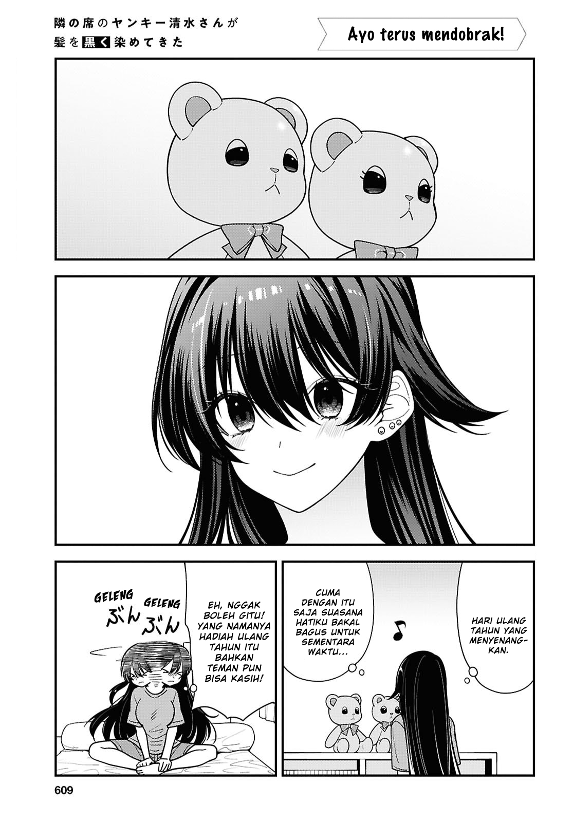 Tonari no Seki no Yankee Shimizu-san ga Kami wo Kuroku Sometekita Chapter 19 - halaman 1