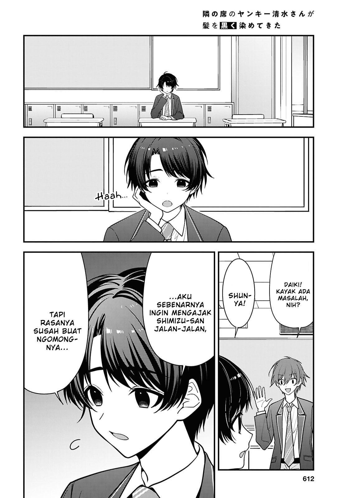 Tonari no Seki no Yankee Shimizu-san ga Kami wo Kuroku Sometekita Chapter 19 - halaman 4