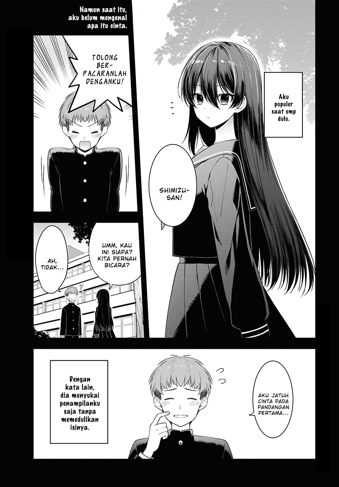Tonari no Seki no Yankee Shimizu-san ga Kami wo Kuroku Sometekita Chapter 5 - halaman 1