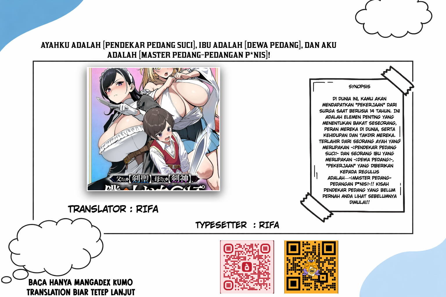 Tousan wa "Kensei", Kaasan wa "Kenshin", Boku wa "Ochinp〇 Chanbara Master" Chapter 2 - halaman 1