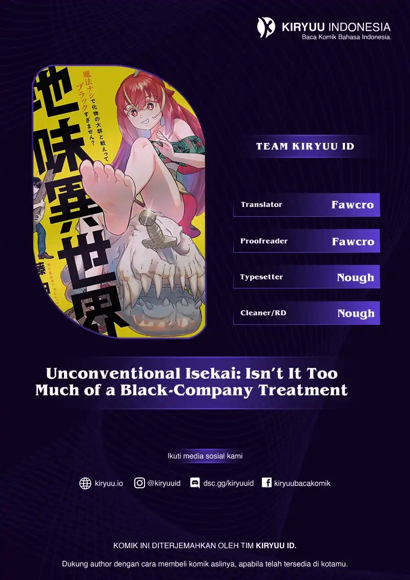 Unconventional Isekai: Isn’t It Too Much of a Black-Company Treatment to Fight Hordes of Monsters without Magic? Chapter 2 - halaman 1
